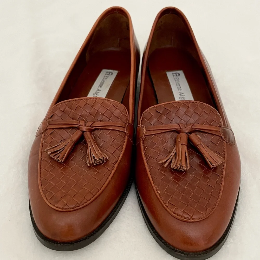 Vintage Etienne Aigner Ally Leather Tassel Loafers - Picture 4 of 5
